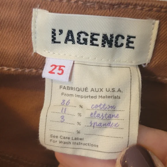 L'AGENCE Jyothi Coated Skinny Jeans in Cappuccino Brown Size 25‎ - Picture 7 of 13
